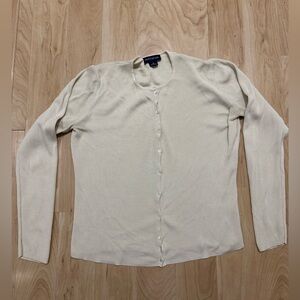 Ann Taylor 100% silk cardigan, M, cream/beige